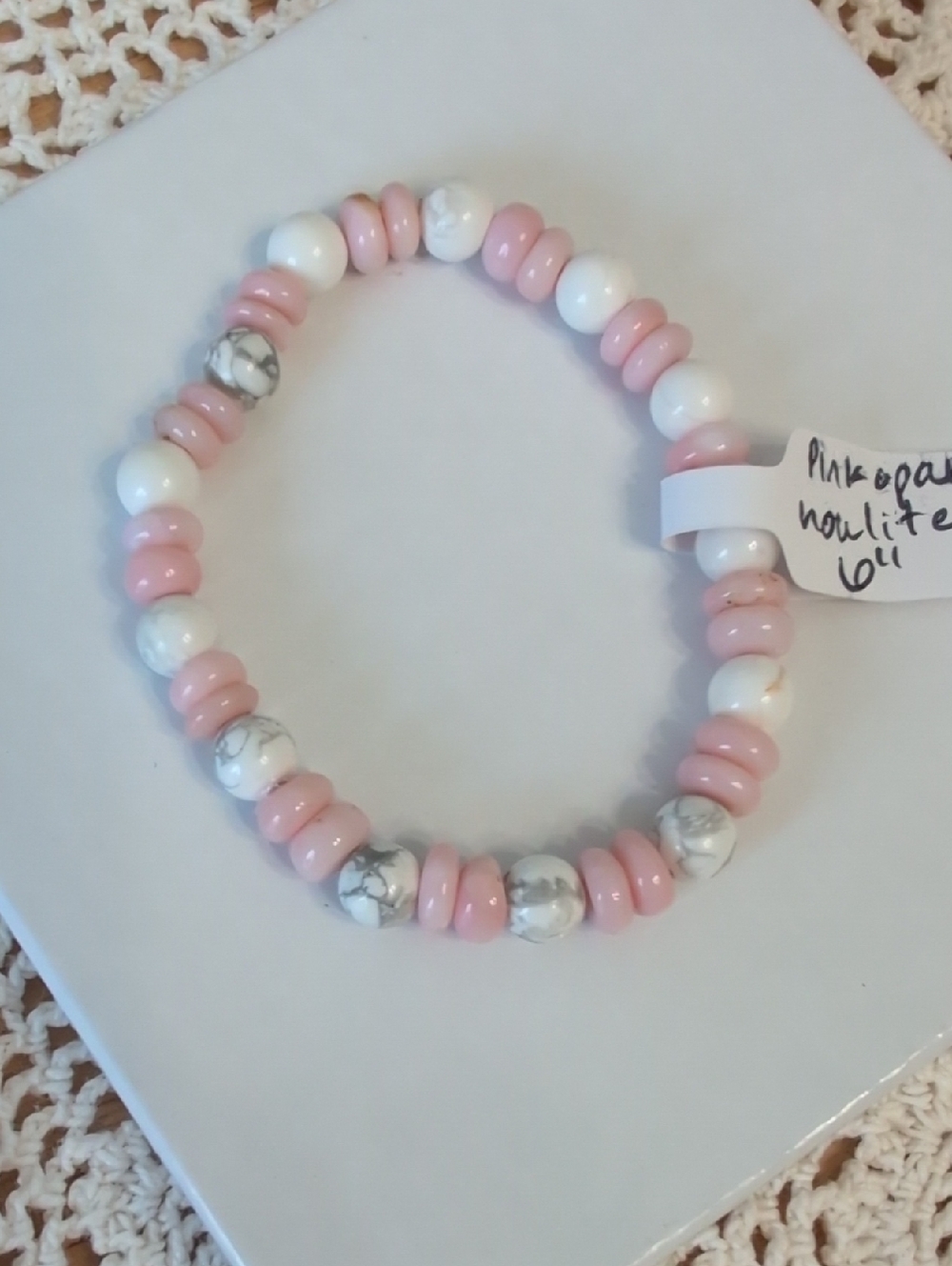Howlite And Pink Opal Stretch Bracelet